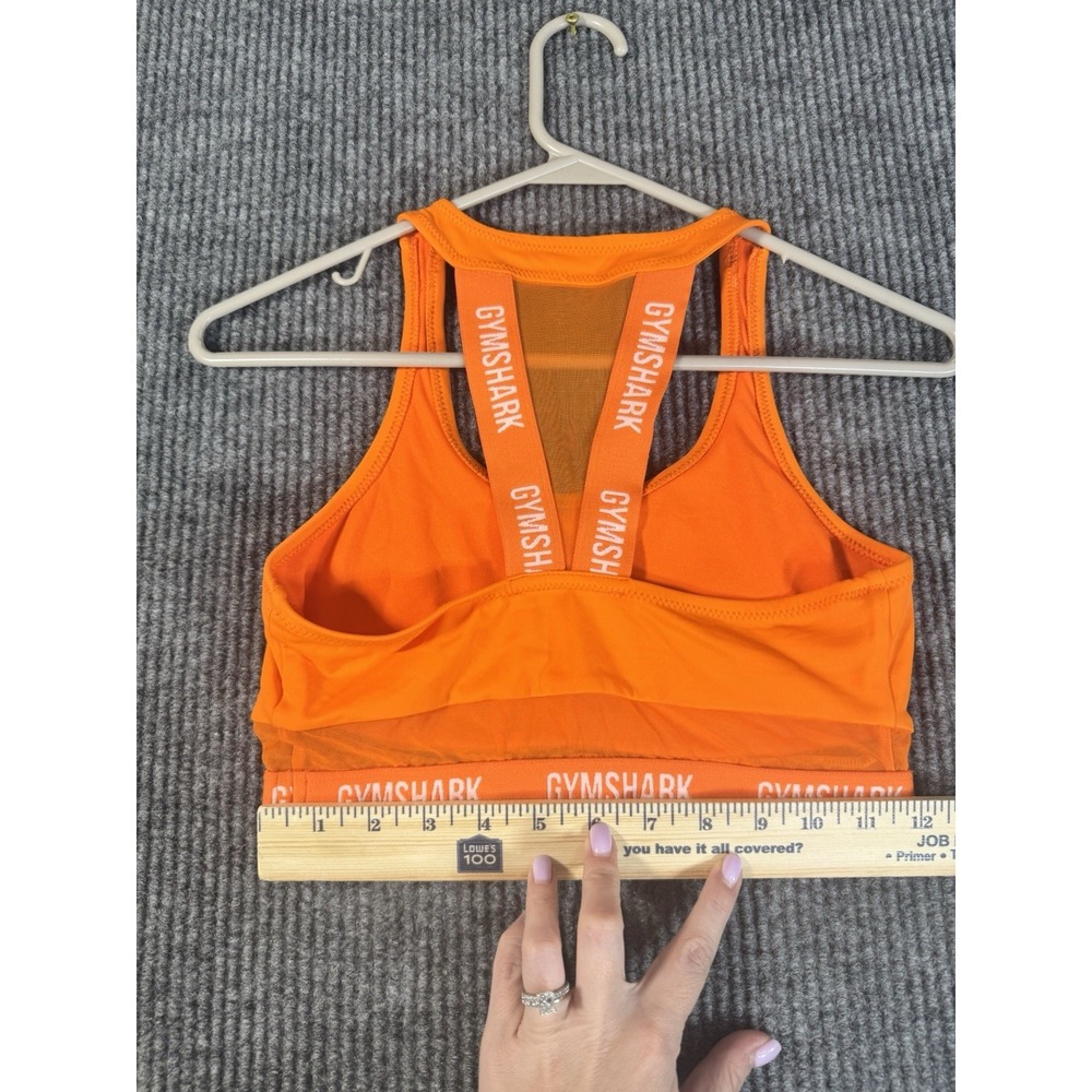 Gymshark Orange Sports Bra Racerback Logo Accent Breathable Knit Pullover - Picture 5 of 6